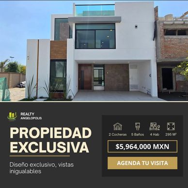 Casa en venta Lomas de Angelopolis 4 recamaras una en planta baja frente a area verde Cholula Puebla