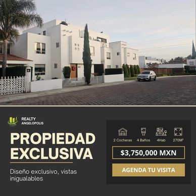 Casa en venta en la Carcaña Momoxpan San Pedro Cholula 4 recamaras fraccionamiento