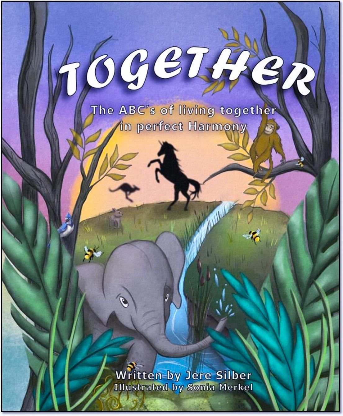 Children's book cover with animals promoting harmony.