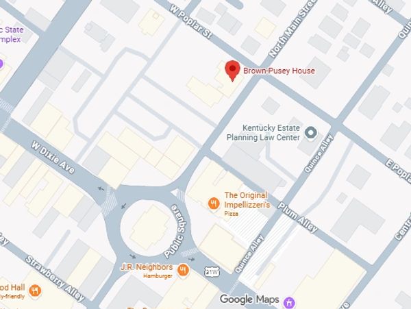 Map showing Brown-Pusey House location in Kentucky.