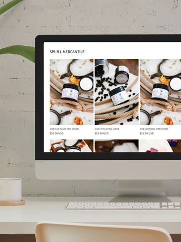 Computer screen showing skincare products and prices on a website.