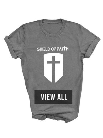 grey shield of faith short sleeve t-shirt that allows you to click to view all other shield of faith