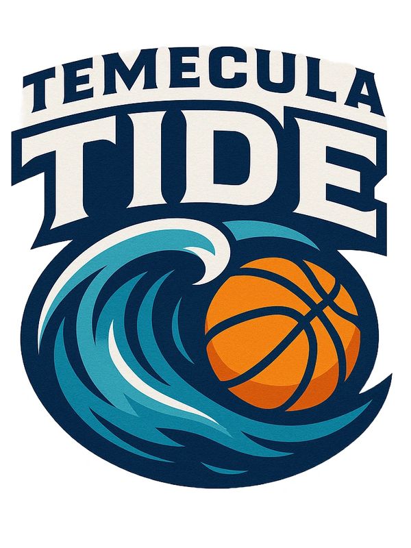 Temecula Tide basketball logo with wave and ball.