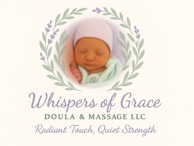 Logo featuring a sleeping baby surrounded by a floral wreath.