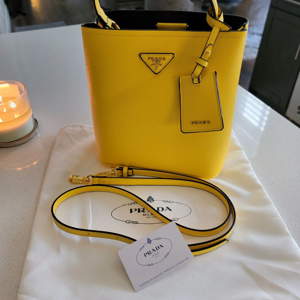 Leather Prada Bucket Bag