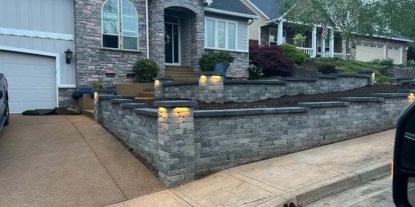 Retaining wall with columns.