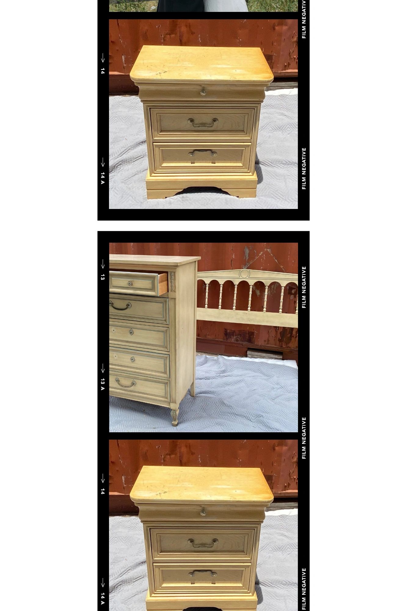 INV-003 Broyhill USA bedroom set. (2) night stands 23 in. Wide 22 in. Deep 27 in.; High 