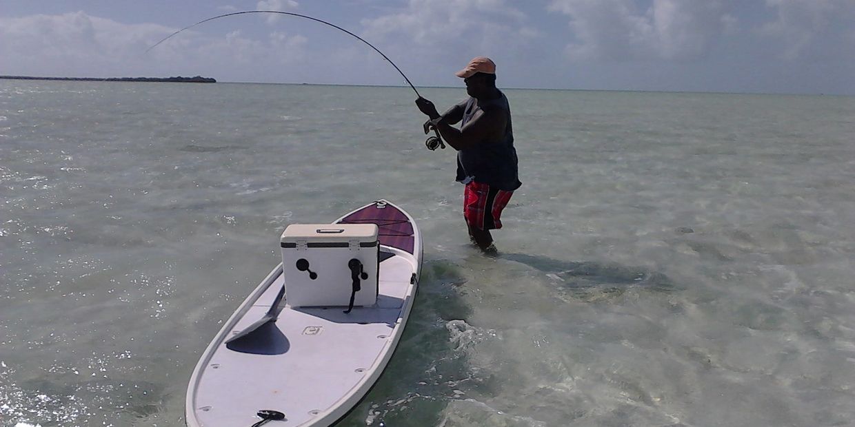 Gman fly fishing on Caicos Flats