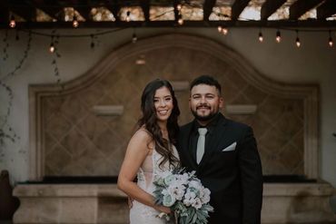 Bride and groom on their wedding day