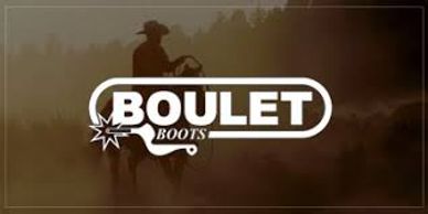 Logo of Boulet Boots with a cowboy silhouette background.