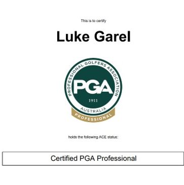 Golf coach, Luke Garel (certified PGA Professional)