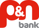 Logo of P&N Bank with red and gray text.