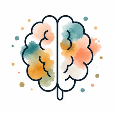 Abstract watercolor brain illustration.