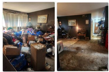 Room before and after extensive cleaning and decluttering.
