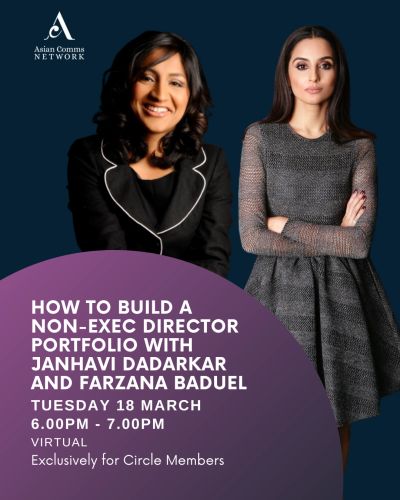Workshop on building a non-exec director portfolio by Janhavi Dadarkar and Farzana Baduel.