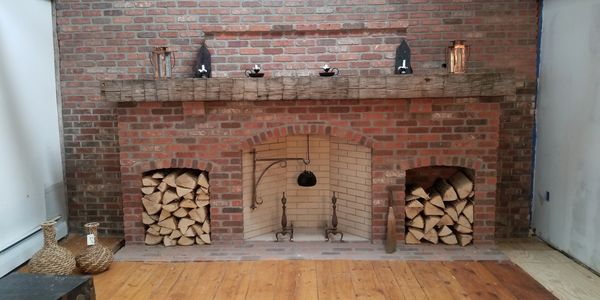 Brick fireplace Rumford masonry