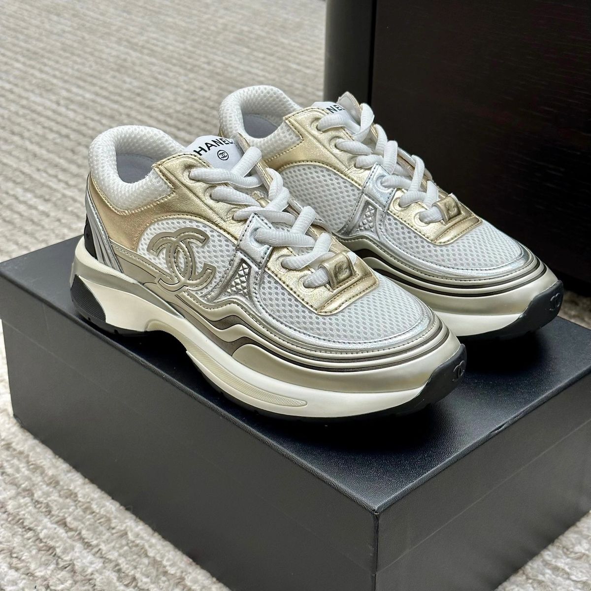 Chanel Laminated Sneaker Gold