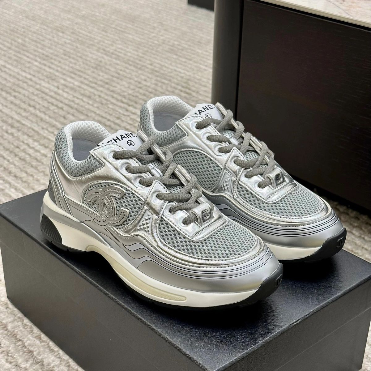 Chanel Laminated Sneaker Silver chanel-laminated-sneaker-silver