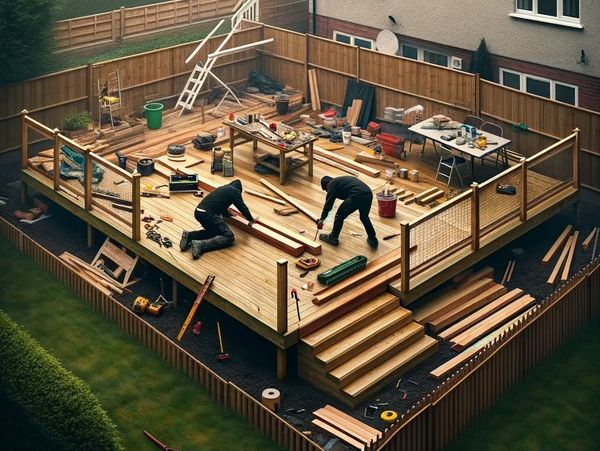 crew building a new deck