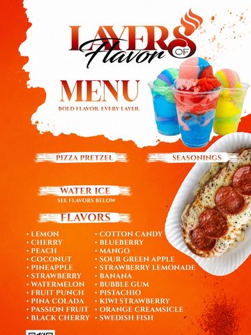 Full Menu of Philly's authentic water ice flavors 