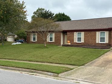 Manicured curb appeal landscaping in Virginia Beach neighborhood