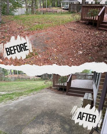 Before and after leaf cleanup transformation in Virginia Beach VA