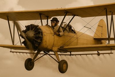 Dr Rhesus spraying a mist of Secret Algo-derived Alpha mist over a field of alfalfa, turning it to A