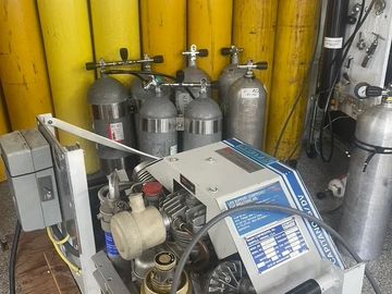 Compressor and booster at the Bjorn Loftis Diving fill station in Highland Village, Texas