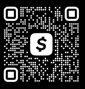 Black and white QR code with a dollar sign in the center.