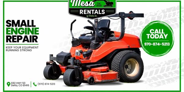 Commercial lawn mower for small engine repair services.