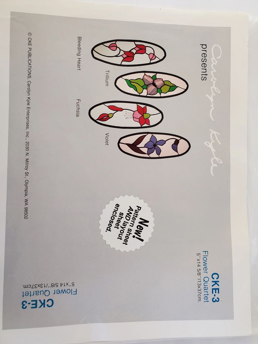 CKE3 Flower Quartet stained glass patternsNEW