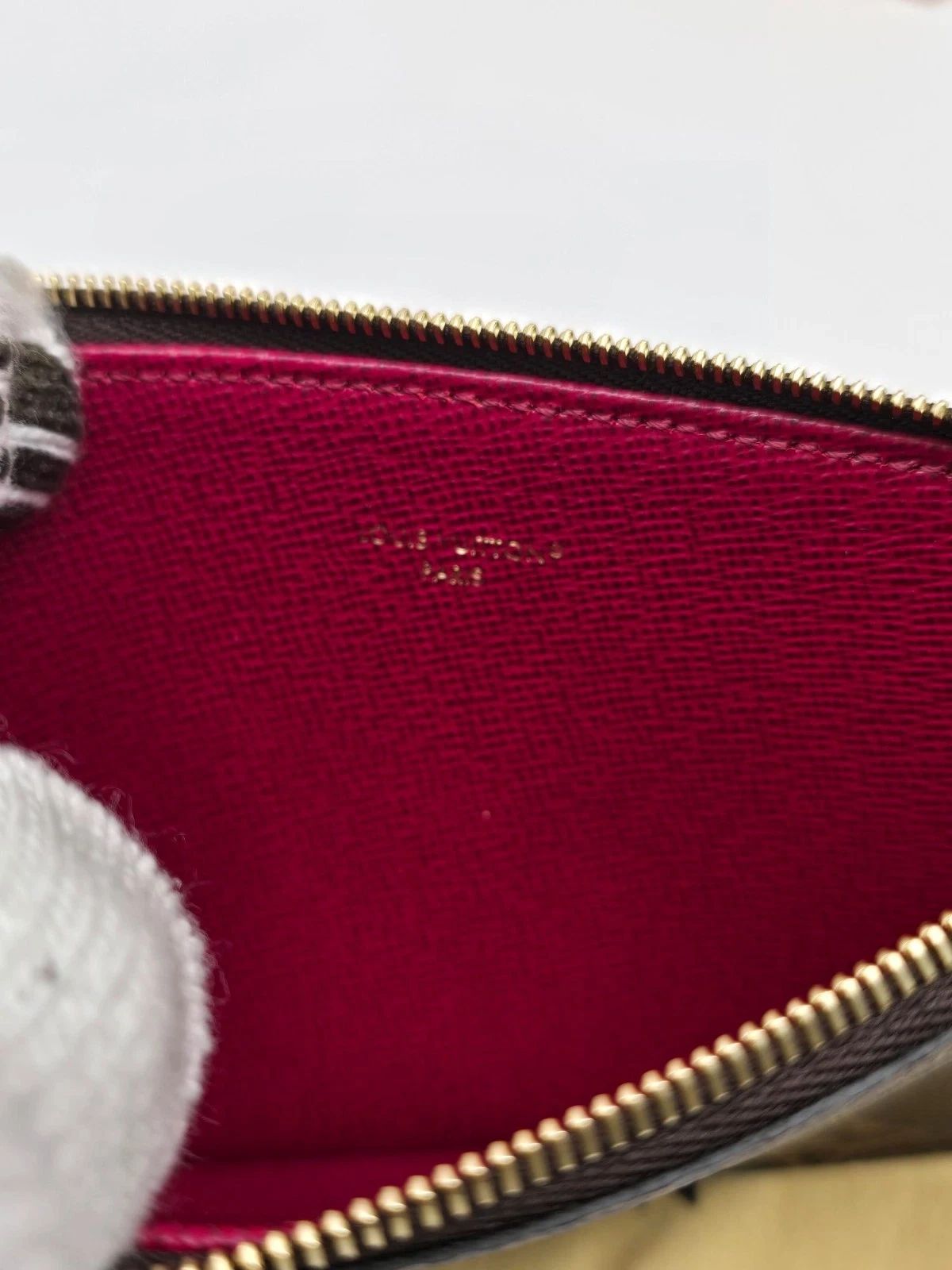 Louis Vuitton Monogram Canvas Zip Pouch Insert Brown Pink Leather Pull — photo 7