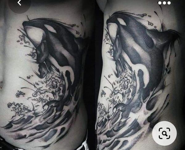 blue whale tattoo on ankle