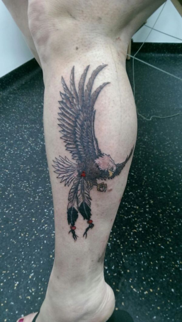 Eagle calf tattoo