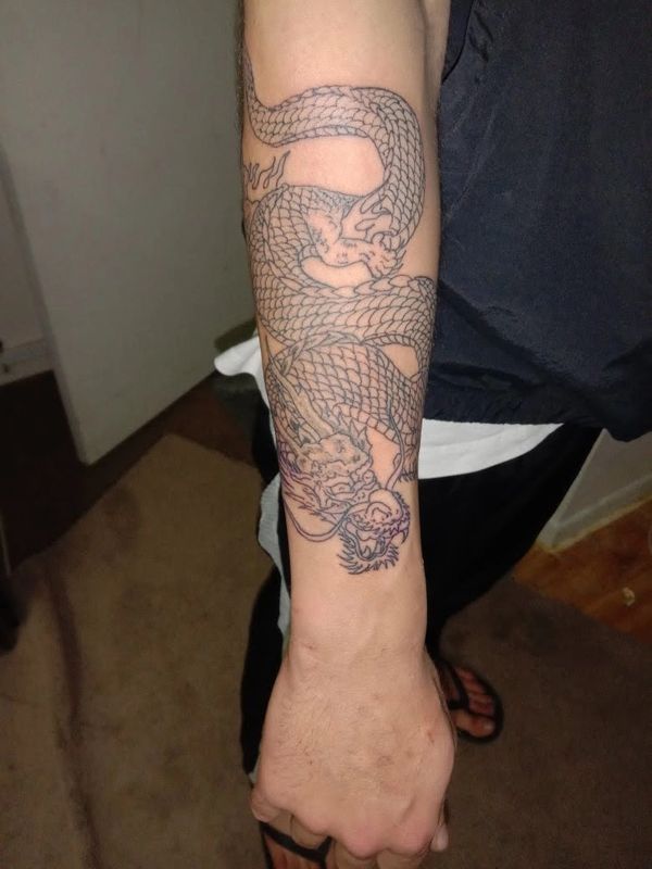 Chinese dragon sleeve tattoo