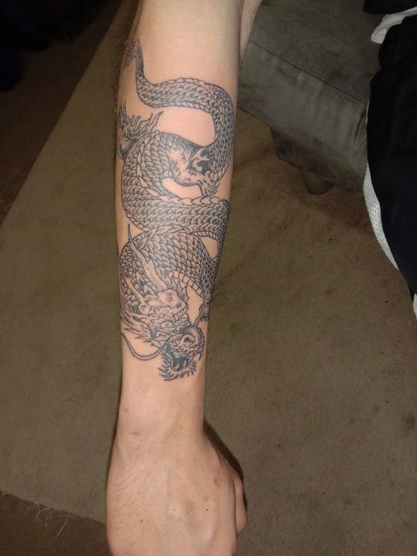 Chinese dragon forearm tattoo