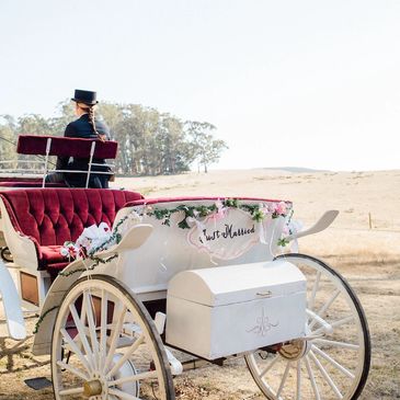 Depart in a horse drawn carriage! Serving the San Francisco Bay Area Including the Wine Country!