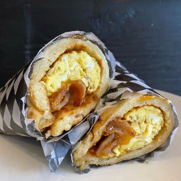Farmhand wrap with egg, cheese and bacon