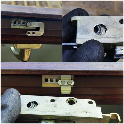 collage of pictures locksmith holding a broken window mechanism. locksmith near me eprlocksmith