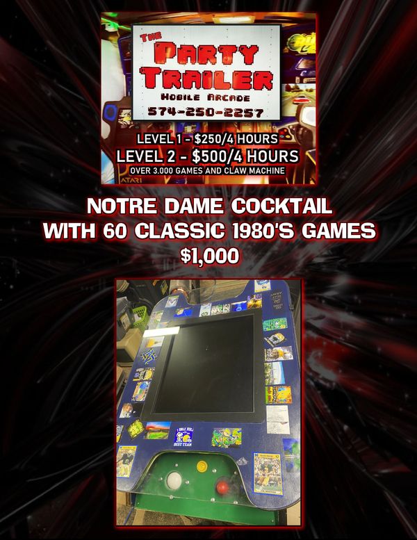 Notre Dame Cocktail Table Game 60 Games from the 80's! $1,000