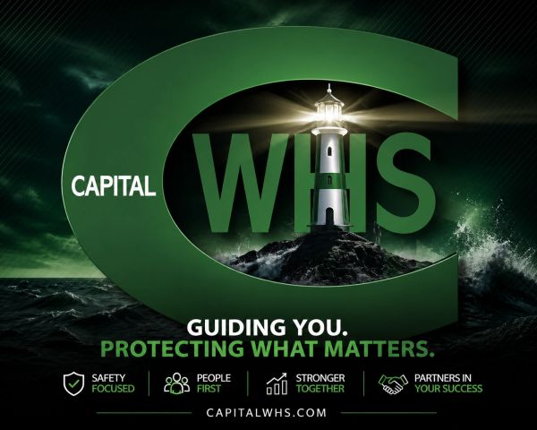 Capital WHS lighthouse logo with guiding and protection theme.
