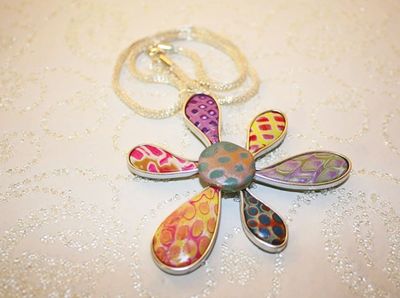 Polymer Patterned Floral Pendant  in my handmade jewelry shop