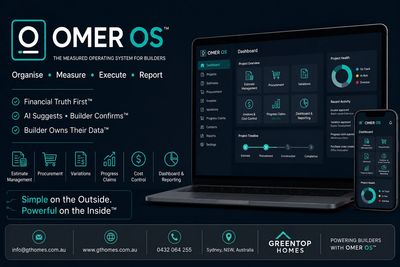 OMER OS dashboard, builder software platform. 