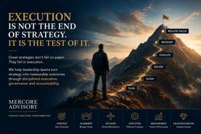 Person climbing a mountain representing strategy execution steps.