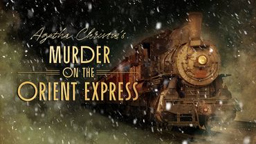 Vintage train in snowy night for Agatha Christie's Murder on the Orient Express.