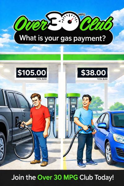 Comparison of gas payments for cars with over 30 MPG versus lower MPG.