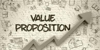 Wall mural with 'Value Proposition' text and upward arrow symbolizing growth.