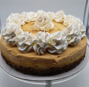 A seasonal favorite that goes year around. Our Pumpkin Spiced Cheesecake is full of fall flavors wit