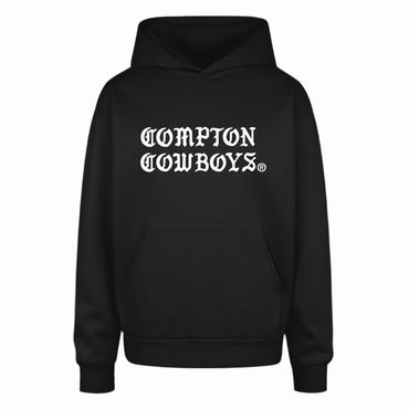 Black hoodie with "COMPTON COWBOYS" printed in white old English font.