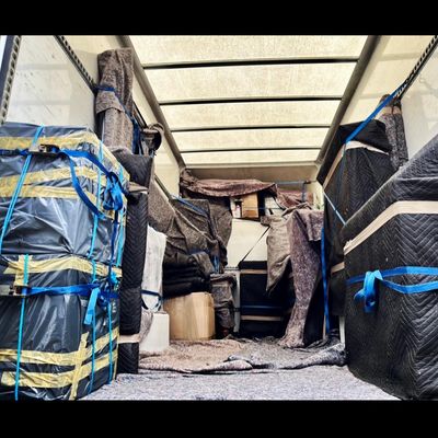 Items well wrapped in back of removals can 